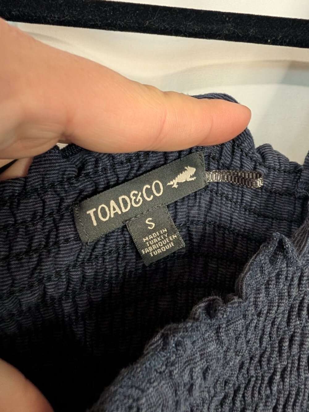 Toad&Co Gemina Sleeveless Smocked Wide Leg Tie Shoulder Jumpsuit Navy Small S - Picture 9 of 10